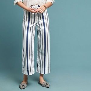 Anthropologie “Capitaine” striped wide leg trouser